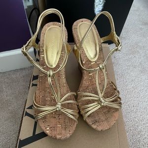 Banana Republic Gold Wedge Heels
